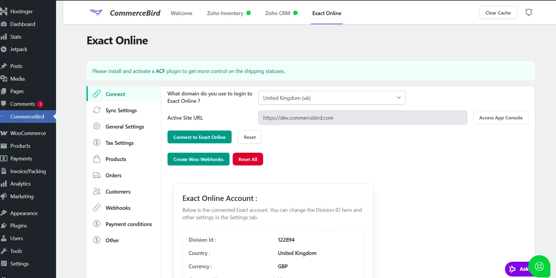 Connecting WooCommerce to Exact Online
